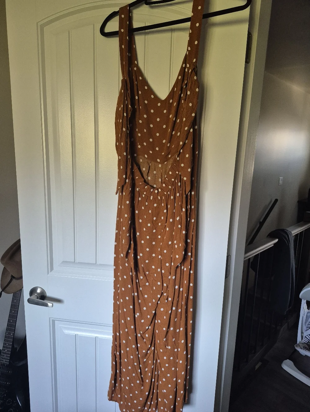 Burnt Orange Polka Dot Jumpsuit - Picture 5 of 8